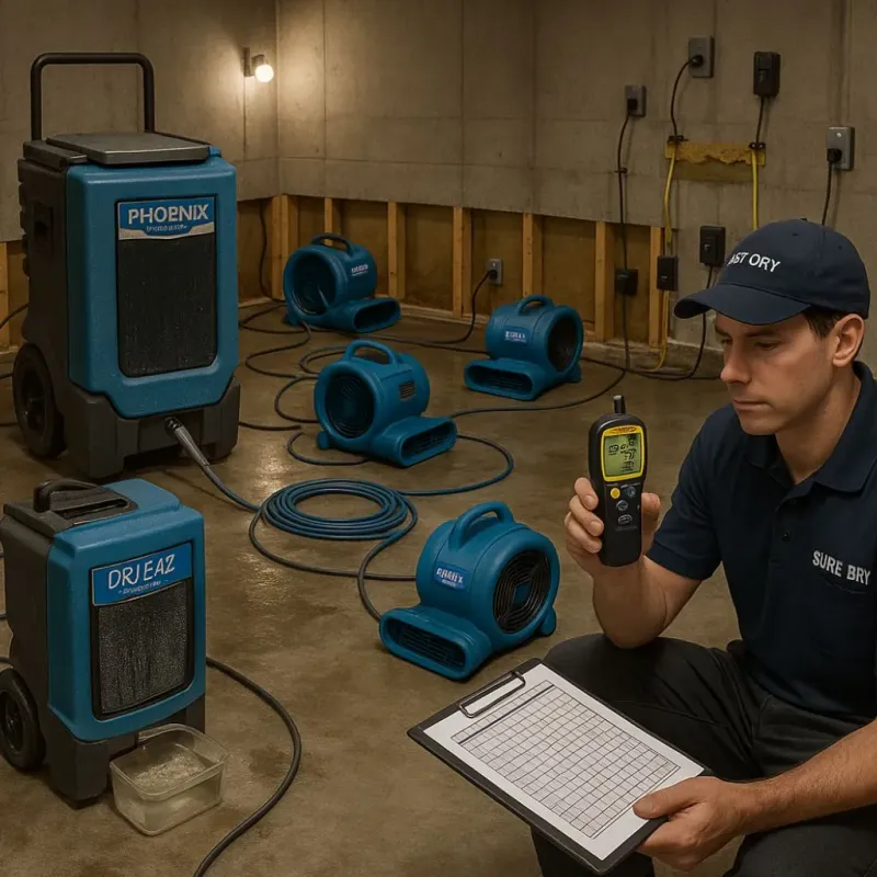Structural Drying and Dehumidification process in Amesbury, MA